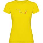 Camisetas deportivas amarillas de algodón manga corta con cuello redondo de punto Kruskis talla XL para mujer 