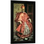 Kunst für Alle 'Bildnis del Grande inquisitors Cardenal – Fotografía enmarcada de El Greco Fernando Nino de Guevara, de impresión handgefertigten imágenes de Marco, 40 x 60 cm, Color Negro Mate