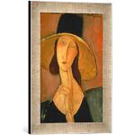 Kunst für Alle ' – Fotografía enmarcada de Amadeo Modigliani Jeanne Hébuterne con Gran Sombrero, de impresión handgefertigten imágenes de Marco, 30 x 40 cm, Plata Raya