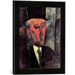Kunst für Alle ' – Fotografía enmarcada de Amedeo Modigliani Portrait de MAX Jacob, de impresión handgefertigten imágenes de Marco, 30 x 40 cm, Color Negro Mate