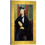 Kunst für Alle ' – Fotografía enmarcada de Amedeo Modigliani Mario, de impresión handgefertigten imágenes de Marco, 30 x 40 cm, Oro Raya