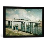 Kunst für Alle ' – Fotografía enmarcada de Claude Monet Le Pont du Chemin de Fer à Argenteuil, de impresión handgefertigten imágenes de Marco, 60 x 40 cm, Color Negro Mate