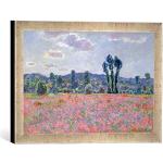Kunst für Alle ' – Fotografía enmarcada de Claude Monet Poppy Field, 1887, de impresión handgefertigten imágenes de Marco, 40 x 30 cm, Plata Raya
