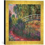 Cuadros dorados de impresión digital Claude Monet con rayas Kunst für Alle con motivo de puente 