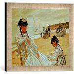 Cuadros de impresión digital Claude Monet vintage con rayas Kunst für Alle con motivo de playa 