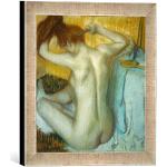 Kunst für Alle ' – Fotografía enmarcada de Edgar Degas Mujer en su Toilette, de impresión handgefertigten imágenes de Marco, 30 x 30 cm, Plata Raya