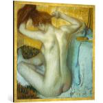 Kunst für Alle ' – Fotografía enmarcada de Edgar Degas Mujer en su Toilette, de impresión handgefertigten imágenes de Marco, 100 x 100 cm, Oro Raya