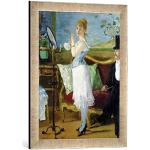 Kunst für Alle ' – Fotografía enmarcada de Edouard Manet Nana, 1877 – , de impresión handgefertigten imágenes de Marco, 40 x 60 cm, Plata Raya