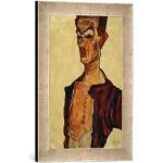 Kunst für Alle ' – Fotografía enmarcada de Egon Schiele Self Portrait Gritando, de impresión handgefertigten imágenes de Marco, 30 x 40 cm, Plata Raya
