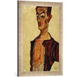 Kunst für Alle ' – Fotografía enmarcada de Egon Schiele Self Portrait Gritando, de impresión handgefertigten imágenes de Marco, 40 x 60 cm, Plata Raya