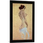 Kunst für Alle ' – Fotografía enmarcada de Egon Schiele Standing Female Nude, 1912, de impresión handgefertigten imágenes de Marco, 40 x 60 cm, Color Negro Mate