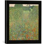 Cuadros negros de flores Gustav Klimt vintage floreados Kunst für Alle con motivo de amapola 