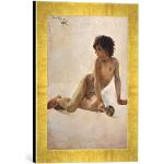 Pinturas doradas de desnudos vintage con rayas Kunst für Alle 