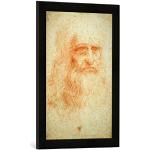 Kunst für Alle ' – Fotografía enmarcada de Leonardo da Vinci Self Portrait, c.1512, de impresión handgefertigten imágenes de Marco, 40 x 60 cm, Color Negro Mate
