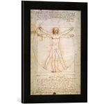 Kunst für Alle ' – Fotografía enmarcada de Leonardo da Vinci proportions of The Human Figure, c.1492, de impresión handgefertigten imágenes de Marco, 30 x 40 cm, Color Negro Mate