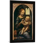 Kunst für Alle ' – Fotografía enmarcada de Leonardo da Vinci Madonna Benois – Madonna con la Flor, de impresión handgefertigten imágenes de Marco, 40 x 60 cm, Color Negro Mate
