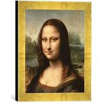 Kunst für Alle ' – Fotografía enmarcada de Leonardo da Vinci Detail of Mona Lisa, c.1503 – 6, de impresión handgefertigten imágenes de Marco, 30 x 30 cm, Oro Raya