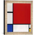 Kunst für Alle ' – Fotografía enmarcada de Piet Mondrian Composición con Rojo, Amarillo y Azul, de impresión handgefertigten imágenes de Marco, 30 x 30 cm, Plata Raya