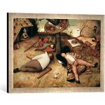 Kunst für Alle ' – Fotografía enmarcada de Pieter Bruegel el Antiguos El País De schlaraffe, de impresión handgefertigten imágenes de Marco, 60 x 40 cm, Plata Raya