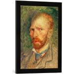 Kunst für Alle ' – Fotografía enmarcada de Vincent Van Gogh Autorretrato, 1887, de impresión handgefertigten imágenes de Marco, 40 x 60 cm, Color Negro Mate
