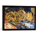 Kunst für Alle ' – Fotografía enmarcada de Vincent Van Gogh Cuatro cmimmc018624 Girasoles, de impresión handgefertigten imágenes de Marco, 60 x 40 cm, Color Negro Mate