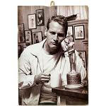 KUSTOM ART Cuadro cuadrado estilo vintage serie Attori & Café Paul Newman impresión sobre madera 18 x 25 cm.