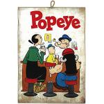 KUSTOM ART Cuadro de estilo vintage serie cómics Popeye brazo de hierro de colección impresión sobre madera – Idea regalo