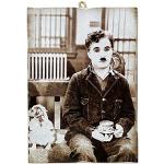 KUSTOM ART CUCUBA Cuadro Cuadro de estilo vintage Serie Attori Famosi Charlie Chaplin Bebe el café impresión sobre madera 18 x 25 cm.