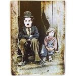 KUSTOM ART Imán (imán) Serie de actores famosos Charlie Chaplin Vintage de colección, impresión sobre madera, 10 x 6 cm
