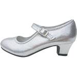 Zapatos plateado de goma sin cordones formales talla 31 para mujer 