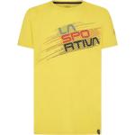 Camisetas deportivas orgánicas amarillas de algodón rebajadas con logo La Sportiva talla S de materiales sostenibles para hombre 