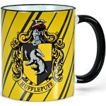 LaBenwald Harry Potter Cup con la presión de la radio de la escudo de brazos de HufflePuff con la alimentación del animal del animal y las letras de la cerámica de las letras de 300 ml amarillo