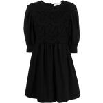 Vestidos rectos negros de algodón rebajados tres cuartos con cuello redondo de encaje Chloé See by Chloé talla XS para mujer 