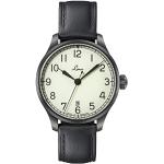 Relojes negros de acero de pulsera impermeables Automático malla Zafiro con correa de piel marineros lacado LACO para mujer 