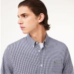 Lacoste - Camisa de hombre regular fit en algodón premium de cuadros Taille 39 Blanco / Azul Marino