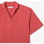 Camisas rosas de algodón de manga corta manga corta arrugadas Lacoste para mujer 