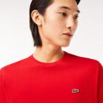 Camisetas deportivas rojas de algodón tallas grandes con cuello redondo de punto Lacoste talla 5XL para hombre 