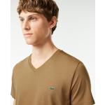 Camisetas marrones de algodón de cuello pico tallas grandes de punto Lacoste talla 3XL para hombre 