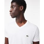 Camisetas blancas de algodón de cuello pico de punto Lacoste talla XS para hombre 
