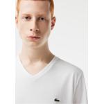 Camisetas blancas de algodón de cuello pico de punto Lacoste talla L para hombre 