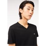 Camisetas negras de algodón de cuello pico tallas grandes de punto Lacoste talla 3XL para hombre 
