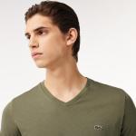 Camisetas verdes de algodón de cuello pico tallas grandes de punto Lacoste talla 3XL para hombre 