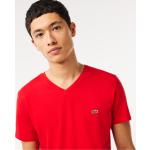 Camisetas rojas de algodón de cuello pico tallas grandes de punto Lacoste talla 4XL para hombre 