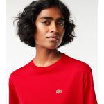 Camisetas rojas de algodón de cuello redondo con cuello redondo de punto Lacoste para mujer 