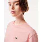 Camisetas rosas de algodón de cuello redondo con cuello redondo de punto Lacoste talla XXL para mujer 