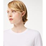 Camisetas blancas de algodón de cuello redondo tres cuartos con cuello redondo de punto Lacoste para mujer 