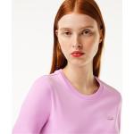 Camisetas rosas de algodón de cuello redondo tres cuartos con cuello redondo de punto Lacoste para mujer 