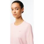 Camisetas rosa pastel de algodón de cuello redondo tres cuartos con cuello redondo de punto Lacoste para mujer 