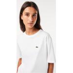 Camisetas blancas de algodón de cuello redondo con cuello redondo de punto Lacoste para mujer 