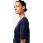 Camisetas azul marino de algodón de cuello redondo con cuello redondo de punto Lacoste para mujer 